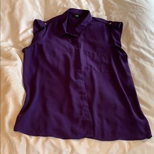 Purple blouse with gold button details
